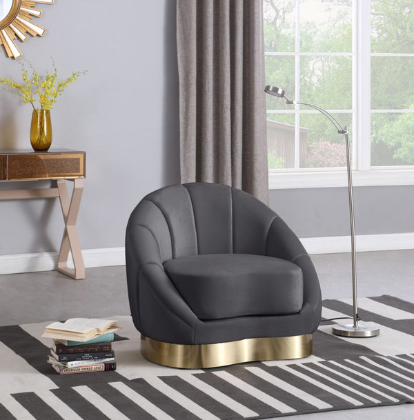 Shelly Velvet / Engineered Wood / Stainless Steel / Foam Contemporary Grey Velvet Chair - 33.5" W x 30" D x 30" H