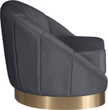 Shelly Velvet / Engineered Wood / Stainless Steel / Foam Contemporary Grey Velvet Chair - 33.5" W x 30" D x 30" H