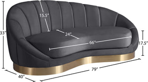Shelly Velvet / Engineered Wood / Stainless Steel / Foam Contemporary Grey Velvet Chaise - 78.5" W x 40" D x 33" H