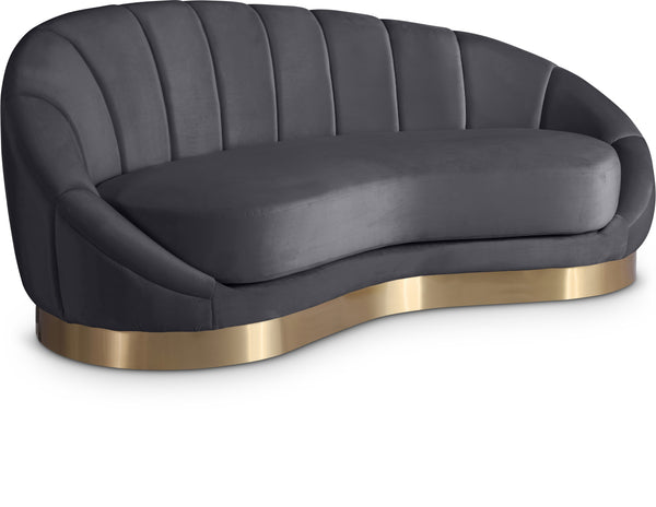 Shelly Velvet / Engineered Wood / Stainless Steel / Foam Contemporary Grey Velvet Chaise - 78.5" W x 40" D x 33" H