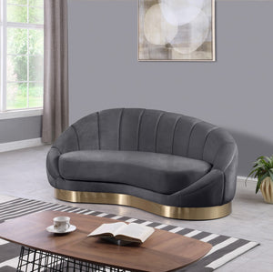 Shelly Velvet / Engineered Wood / Stainless Steel / Foam Contemporary Grey Velvet Chaise - 78.5" W x 40" D x 33" H