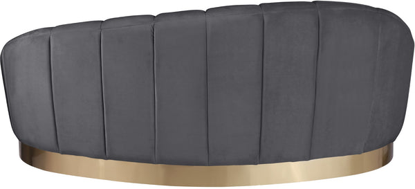 Shelly Velvet / Engineered Wood / Stainless Steel / Foam Contemporary Grey Velvet Chaise - 78.5" W x 40" D x 33" H