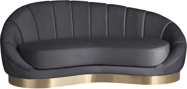 Shelly Velvet / Engineered Wood / Stainless Steel / Foam Contemporary Grey Velvet Chaise - 78.5" W x 40" D x 33" H