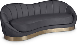 Shelly Velvet / Engineered Wood / Stainless Steel / Foam Contemporary Grey Velvet Sofa - 91.5"W x 40" D x 32" H