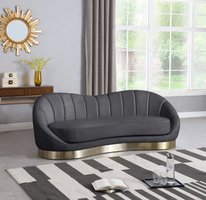 Shelly Velvet / Engineered Wood / Stainless Steel / Foam Contemporary Grey Velvet Sofa - 91.5"W x 40" D x 32" H