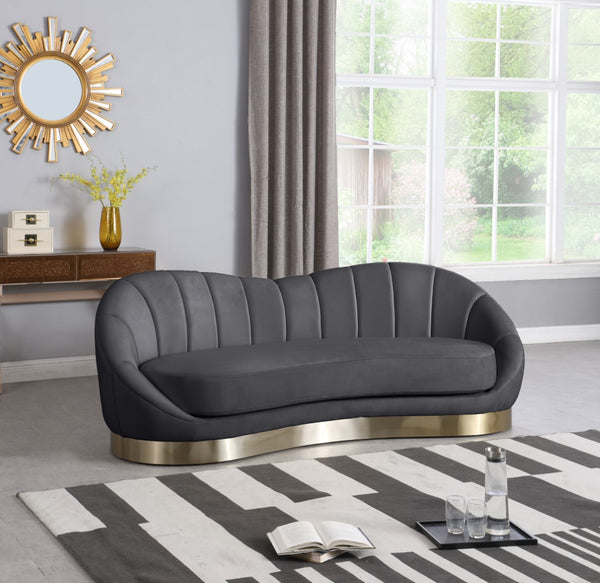 Shelly Velvet / Engineered Wood / Stainless Steel / Foam Contemporary Grey Velvet Sofa - 91.5"W x 40" D x 32" H