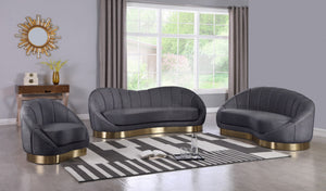 Shelly Velvet / Engineered Wood / Stainless Steel / Foam Contemporary Grey Velvet Sofa - 91.5"W x 40" D x 32" H