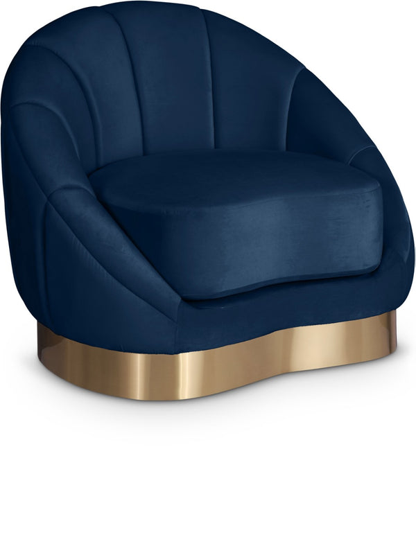 Shelly Velvet / Engineered Wood / Stainless Steel / Foam Contemporary Navy Velvet Chair - 33.5" W x 30" D x 30" H