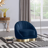 Shelly Velvet / Engineered Wood / Stainless Steel / Foam Contemporary Navy Velvet Chair - 33.5" W x 30" D x 30" H
