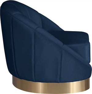Shelly Velvet / Engineered Wood / Stainless Steel / Foam Contemporary Navy Velvet Chair - 33.5" W x 30" D x 30" H