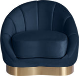 Shelly Velvet / Engineered Wood / Stainless Steel / Foam Contemporary Navy Velvet Chair - 33.5" W x 30" D x 30" H