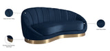 Shelly Velvet / Engineered Wood / Stainless Steel / Foam Contemporary Navy Velvet Chaise - 78.5" W x 40" D x 33" H