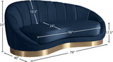 Shelly Velvet / Engineered Wood / Stainless Steel / Foam Contemporary Navy Velvet Chaise - 78.5" W x 40" D x 33" H