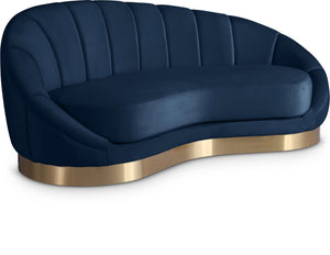 Shelly Velvet / Engineered Wood / Stainless Steel / Foam Contemporary Navy Velvet Chaise - 78.5" W x 40" D x 33" H