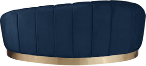 Shelly Velvet / Engineered Wood / Stainless Steel / Foam Contemporary Navy Velvet Chaise - 78.5" W x 40" D x 33" H