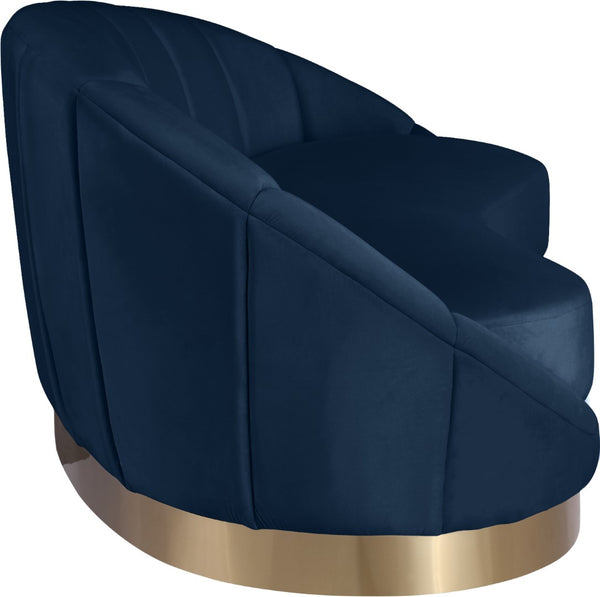 Shelly Velvet / Engineered Wood / Stainless Steel / Foam Contemporary Navy Velvet Chaise - 78.5" W x 40" D x 33" H