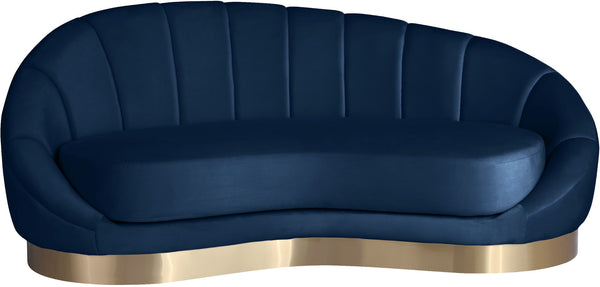 Shelly Velvet / Engineered Wood / Stainless Steel / Foam Contemporary Navy Velvet Chaise - 78.5" W x 40" D x 33" H
