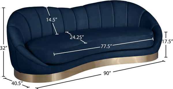 Shelly Velvet / Engineered Wood / Stainless Steel / Foam Contemporary Navy Velvet Sofa - 91.5"W x 40" D x 32" H
