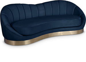 Shelly Velvet / Engineered Wood / Stainless Steel / Foam Contemporary Navy Velvet Sofa - 91.5"W x 40" D x 32" H