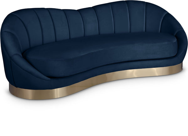 Shelly Velvet / Engineered Wood / Stainless Steel / Foam Contemporary Navy Velvet Sofa - 91.5"W x 40" D x 32" H