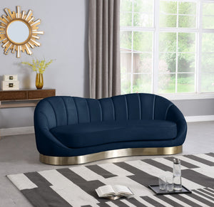 Shelly Velvet / Engineered Wood / Stainless Steel / Foam Contemporary Navy Velvet Sofa - 91.5"W x 40" D x 32" H