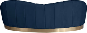 Shelly Velvet / Engineered Wood / Stainless Steel / Foam Contemporary Navy Velvet Sofa - 91.5"W x 40" D x 32" H