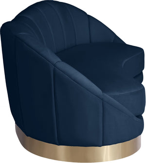 Shelly Velvet / Engineered Wood / Stainless Steel / Foam Contemporary Navy Velvet Sofa - 91.5"W x 40" D x 32" H