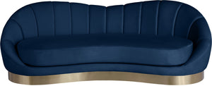 Shelly Velvet / Engineered Wood / Stainless Steel / Foam Contemporary Navy Velvet Sofa - 91.5"W x 40" D x 32" H