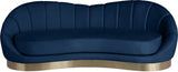 Shelly Velvet / Engineered Wood / Stainless Steel / Foam Contemporary Navy Velvet Sofa - 91.5"W x 40" D x 32" H