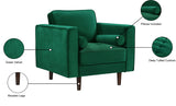 Emily Velvet / Engineered Wood Contemporary Green Velvet Chair - 36.5" W x 36" D x 34" H