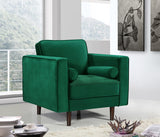 Emily Velvet / Engineered Wood Contemporary Green Velvet Chair - 36.5" W x 36" D x 34" H