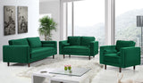 Emily Velvet / Engineered Wood Contemporary Green Velvet Chair - 36.5" W x 36" D x 34" H