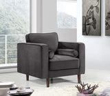 Emily Velvet / Engineered Wood Contemporary Grey Velvet Chair - 36.5" W x 36" D x 34" H