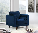 Emily Velvet / Engineered Wood Contemporary Navy Velvet Chair - 36.5" W x 36" D x 34" H