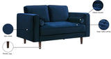 Emily Velvet / Engineered Wood Contemporary Navy Velvet Loveseat - 59" W x 36" D x 34" H