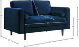 Emily Velvet / Engineered Wood Contemporary Navy Velvet Loveseat - 59" W x 36" D x 34" H