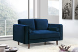 Emily Velvet / Engineered Wood Contemporary Navy Velvet Loveseat - 59" W x 36" D x 34" H