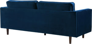 Emily Velvet / Engineered Wood Contemporary Navy Velvet Loveseat - 59" W x 36" D x 34" H