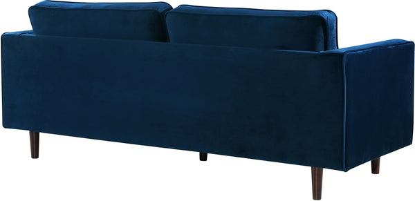 Emily Velvet / Engineered Wood Contemporary Navy Velvet Loveseat - 59" W x 36" D x 34" H