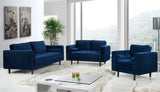 Emily Velvet / Engineered Wood Contemporary Navy Velvet Loveseat - 59" W x 36" D x 34" H