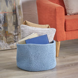 Derry Knitten Cotton Sundries Basket, Light Blue Noble House