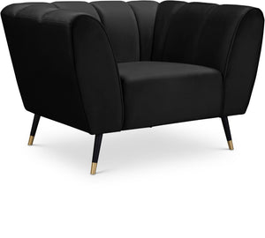 Beaumont Velvet / Engineered Wood / Metal / Foam Contemporary Black Velvet Chair - 44" W x 34" D x 29" H
