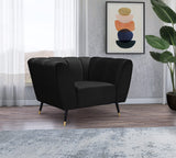 Beaumont Velvet / Engineered Wood / Metal / Foam Contemporary Black Velvet Chair - 44" W x 34" D x 29" H