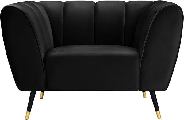 Beaumont Velvet / Engineered Wood / Metal / Foam Contemporary Black Velvet Chair - 44" W x 34" D x 29" H