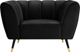 Beaumont Velvet / Engineered Wood / Metal / Foam Contemporary Black Velvet Chair - 44" W x 34" D x 29" H