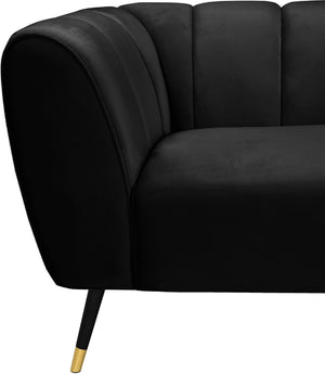 Beaumont Velvet / Engineered Wood / Metal / Foam Contemporary Black Velvet Chair - 44" W x 34" D x 29" H