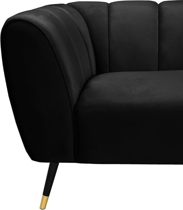 Beaumont Velvet / Engineered Wood / Metal / Foam Contemporary Black Velvet Chair - 44" W x 34" D x 29" H