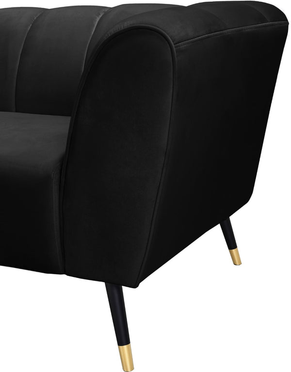 Beaumont Velvet / Engineered Wood / Metal / Foam Contemporary Black Velvet Chair - 44" W x 34" D x 29" H