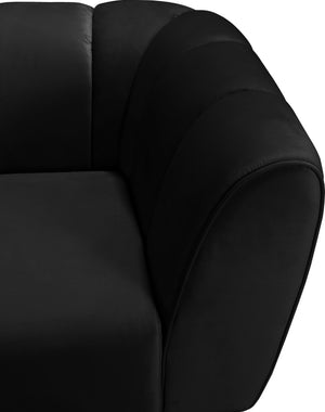 Beaumont Velvet / Engineered Wood / Metal / Foam Contemporary Black Velvet Chair - 44" W x 34" D x 29" H