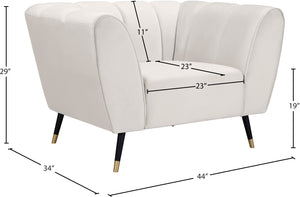 Beaumont Velvet / Engineered Wood / Metal / Foam Contemporary Cream Velvet Chair - 44" W x 34" D x 29" H